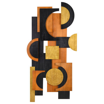 "Amber Embraces I" Hand Made Wood Abstracts Wall Art, Ap-101b-4824-01