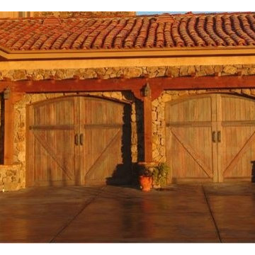 Stained Wood Carriage Garage Doors