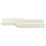 Meridian Furniture - Arc Velvet Upholstered 8-Pc. S-Shaped Modular Sectional, Cream - Give your living room or den the perfect blend of style and versatility with this Arc velvet fabric curved modular Sectional. Part of the Arc modular furniture collection, this Sectional comes upholstered in rich cream velvet fabric and features deep channel tufting that adds a touch of luxury while enhancing comfort and support. A seamless combination of form and function, this chair can be used with other Arc pieces to create a myriad of configurations in your well-curated room.