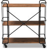 Neal Industrial Style Bar and Kitchen Serving Cart - Walnut, Black