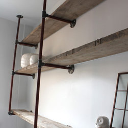 http://www.inspiritdeco.com - Rachael Industrial reclaimed scaffolding plank and steel pipe furniture - Bookcases