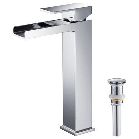 Waterfall Single Handle Vessel Sink Faucet KBF1005, Chrome, W/ Drain