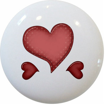 Hearts Polka Dots Ceramic Knob