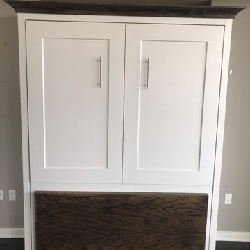 Custom Built Vertical Queen Murphy Bed with Built-In, Drop-Down Desk