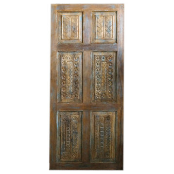 Consigned Vintage Carved Barn Door, Rustic Sliding Door, Floral Carved DOOR