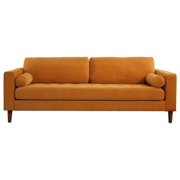 Frederick Modern Contemporary Velvet Sofa, Gold
