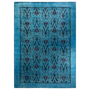 Vibrance, One-of-a-Kind Hand-Knotted Area Rug Blue, 10' 0" x 13' 8"