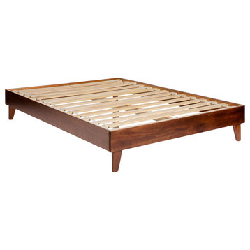 Solid Wood Queen Platform Bed, Walnut