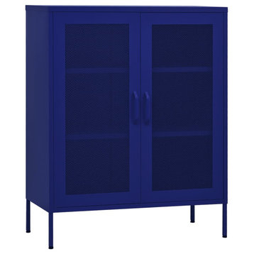 vidaXL Storage Cabinet Sideboard Filing Cabinet with Shelves Navy Blue Steel