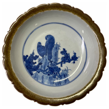 Chinese Blue White Flower Birds Theme Porcelain Charger Plate Hws1790