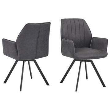 Chidimma Polyester Swivel Arm Chair Dark Grey
