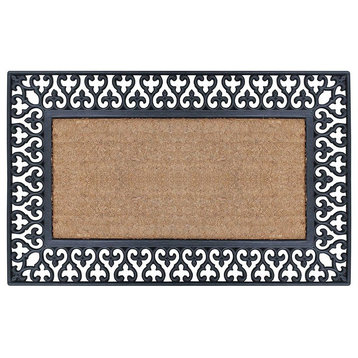 Rubber And Coir Club Border Dirt Trapper Heavy Weight Doormat,18"x30"