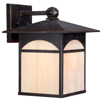 Canyon 1 Lt 11" Outdoor Wall Fixture W/ Honey Stained Glass