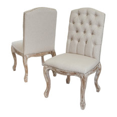 GDF Studio Cello Contemporary Dining Chairs (Set of 2), Beige, Fabric