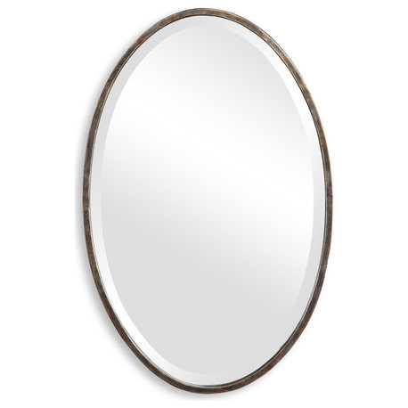 28" Farmhouse Bronze Oval Mirror