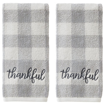 SKL Home Thankful Plaid Hand Towel, 2Pack, Gray