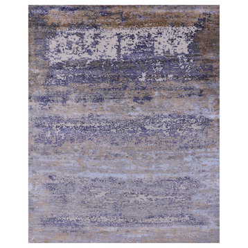 Abstract Hand Knotted Wool and Silk Rug 8' 0" X 9' 11" Q8709