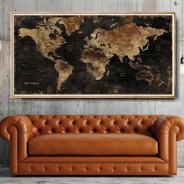 Office decor world map art