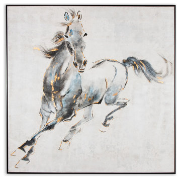 Prancing Stallion, Hand Painted Canvas, 40" X 40"