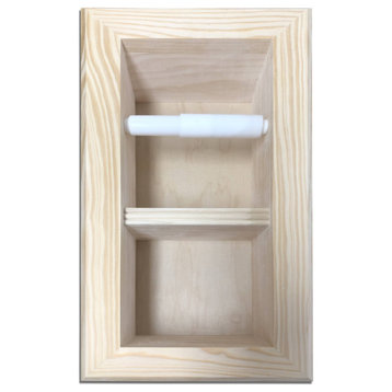 Bayshore Recessed Solid Wood Double Toilet Paper Holder 7 x 14.5, Unfinished