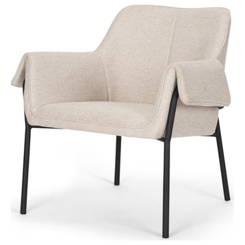 Brently Accent Chair With Oatmeal Fabric and Matte Black Metal Legs