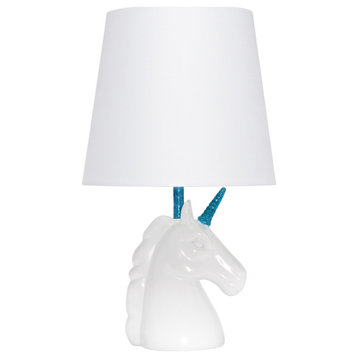 Sparkling Blue and White Unicorn Table Lamp