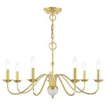 Livex Lighting - Traditional Chandelier, Polished Brass - With traditional beauty, the Windsor chandelier lends itself to being featured in any modern home. Featuring polished brass finish, this seven light chandelier evokes elegant character. Highlighted with white accent, the design of this chandelier is sure to stand out as an exquisite feature.