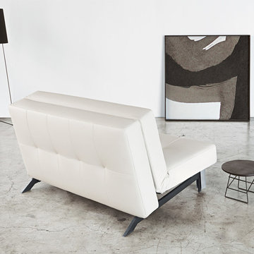 TJaze White Leather Textile Sofa Bed by Innovation USA - $1565.00