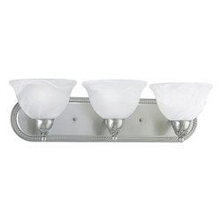 Three Light Brushed Nickel Alabaster Glass Vanity - Products