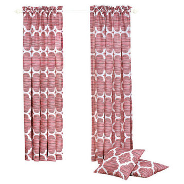 Honor Curtain and Throw Pillow Cover Set Combo, Bridal Rose, 70"x96"