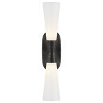 Visual Comfort - Utopia Bathroom Wall Sconce, 2-Light, Aged Iron, White Glass, 23"H - This beautiful wall sconce will magnify your home with a perfect mix of fixture and function. This fixture adds a clean, refined look to your outdoor space. Elegant lines, sleek and high-quality contemporary finishes.Visual Comfort has been the premier resource for signature designer lighting. For over 30 years, Visual Comfort has produced lighting with some of the most influential names in design using natural materials of exceptional quality and distinctive, hand-applied, living finishes.