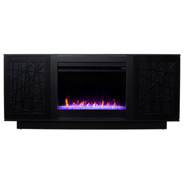 Vivian Color Changing Fireplace With Media Storage, Black