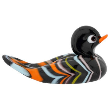 GlassOfVenice Murano Glass Swimming Duck - Black