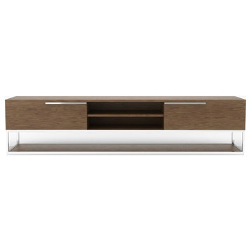 Modrest Heloise Modern Walnut and Stainless Steel TV Stand