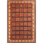 Bareens Designer Rugs - Shabby Chic Ziegler Loura Blue Beige Hand-Knotted Wool Rug - 6'9'' x 9'10'' - Enhance the ambiance of your home with this magnificent Persian-influenced Turkish hand-knotted rug made by skilled artisans capable of creating the most exceptional vegetable dyes and hand-spun wool. This exquisite handmade rug is a one-of-a-kind Peshawar Kafkaz, otherwise identified as Chobi, Chobi Peshawar, Oushak, or Ziegler rug. These handmade rugs are crafted in Pakistan utilizing superior-quality wool imported from Australia, New Zealand, and Korea in two types of weaves: the Persian weave and the Mori weave. This rug is meticulously crafted by hand using the finest natural vegetable dyes extracted from local plants. The artisans use a blend of hand-spun local and fine merino wool, resulting in a rug with a compelling texture, higher lanolin content, and longer staple. The artisans occasionally incorporate natural or artificial silk into the pile to enhance specific motifs. The finished product is an awe-inspiring execution of flawless design and an understated palette that exudes elegance.