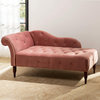 Mid Century Chaise Lounge, Elegant Arm with Ash Rose Button & Tufted Upholstery