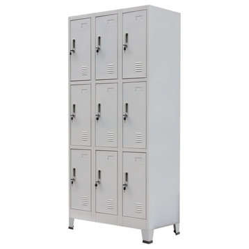 Vidaxl Locker Cabinet With 9 Compartments Steel 35.4"x17.7"x70.9" Gray