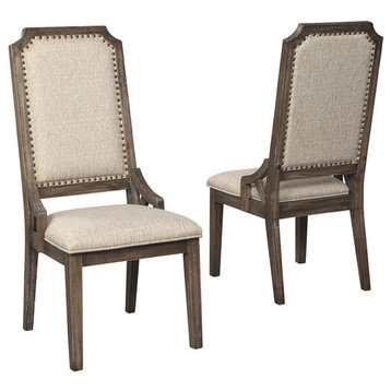 Ashley Furniture Wyndahl Upholstered Dining Side Chair in Rustic Brown