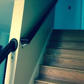 Interior handrail with iron balusters