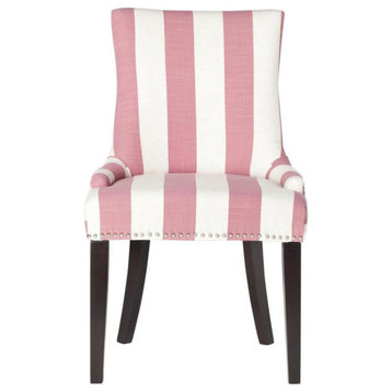 De De 19''h Awning Stripes Dining Chair Set of 2 Silver Nail Heads Pink