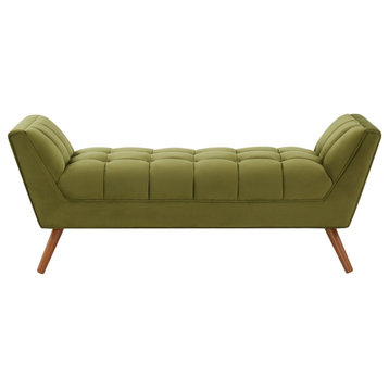 Couture Damian Tufted Bench, Olive Green/Dark Brown