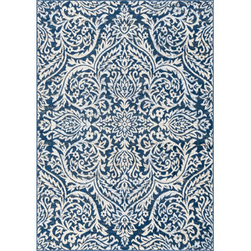 Taryn Traditional Oriental Dark Blue Rectangle Area Rug, 5'x7'