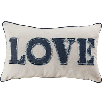 Love Pillow - Denim, White, 20X12