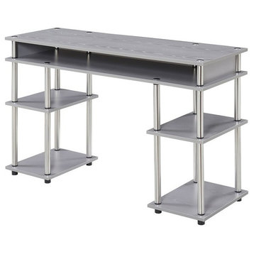 Convenience Concepts Designs2Go No Tools Student Desk in Light Gray Wood Finish