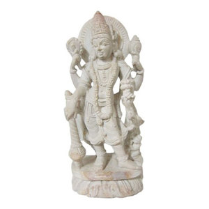 Mogul Interior - Yoga Gift- Hindu God Vishnu Stone Statue Religious Gifts Ideas 6 Inches - Decorative Objects And Figurines