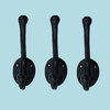3 Wrought Iron Double Hook Black for Coats Towels Robes |