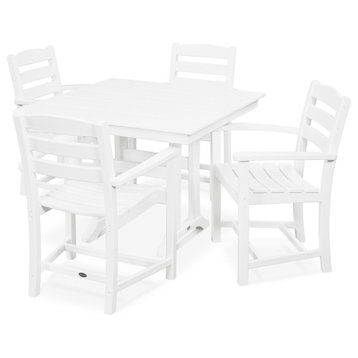 POLYWOOD La Casa Cafe 5-Piece Farmhouse Arm Chair Dining Set, White