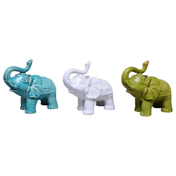 Mini Elephant Figurines, Set of 3