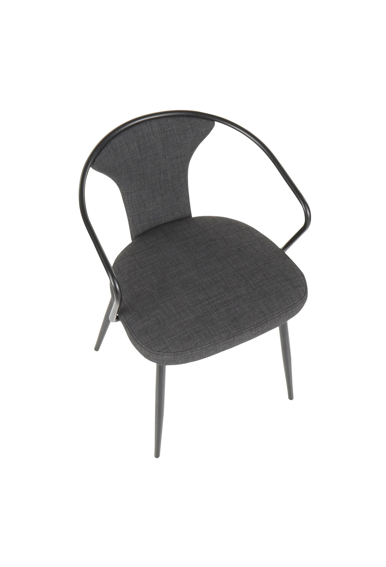 Waco Industrial Upholstered Chair, Black Metal and Dark Grey Fabric
