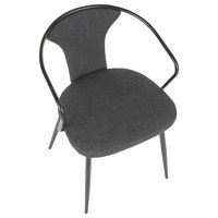 Waco Industrial Upholstered Chair, Black Metal and Dark Grey Fabric